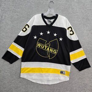 VINTAGE Wutang Clan Men Hockey Jersey M CREAM 36 Protect Ya Neck Rza Raekwon Y2K